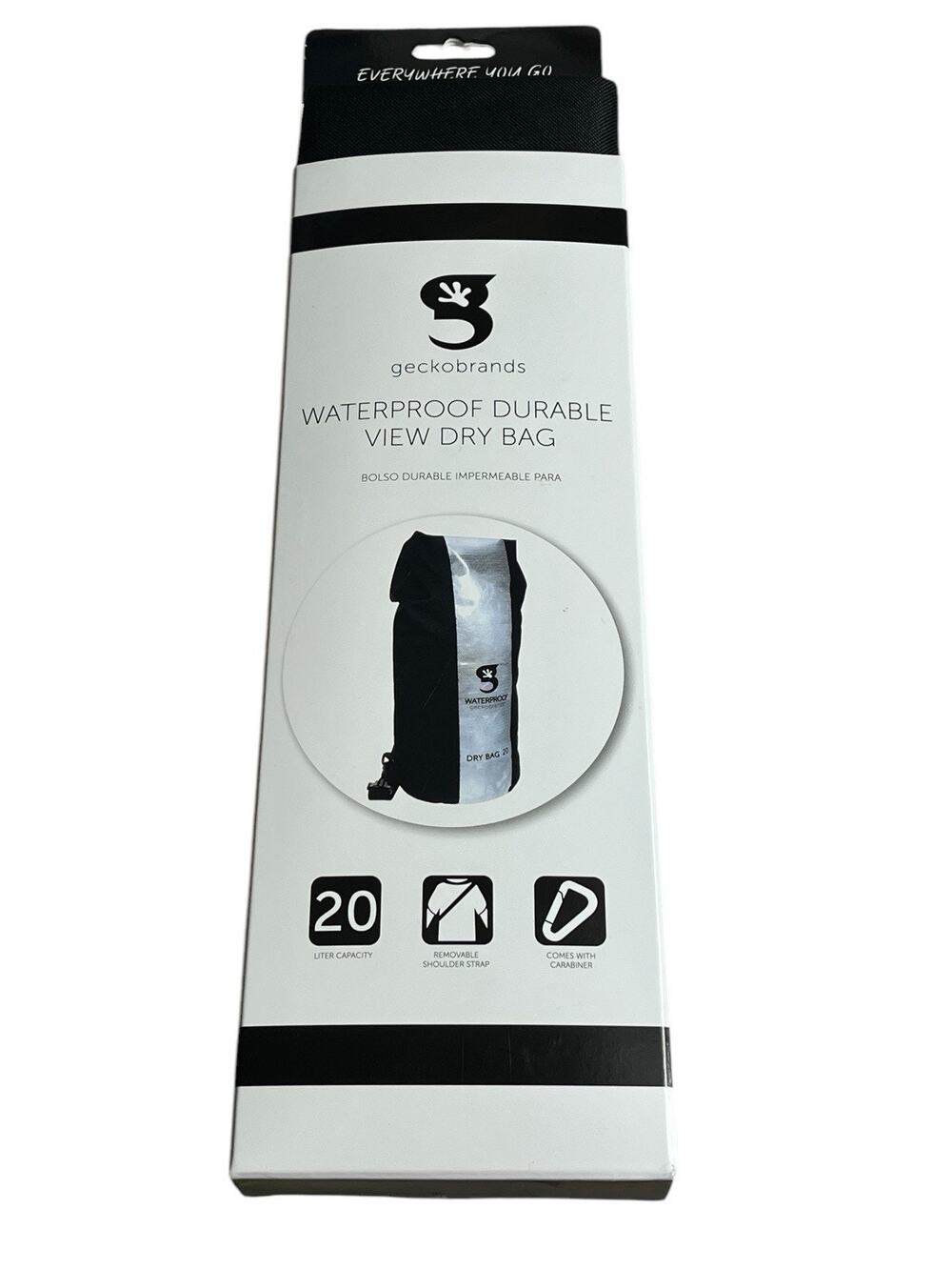 New Geckobrands 20L Waterproof Durable View Dry Bag 20 Liter Black Water Sports